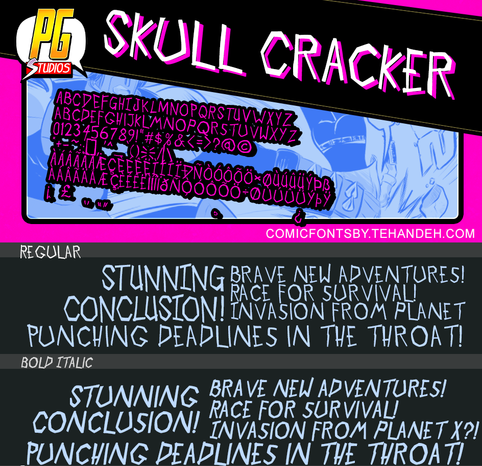 New IIndie Comic SFX font - Skull Cracker. great for those brawlin' sound fx!